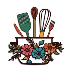 Metal Kitchen Signs Wall Decor, Modern Kitchenware Line Art, Rustic Home Hang…