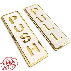 LEMBANG Push Pull Door Sign White/gold 2×5.9″