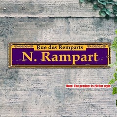 Antique Border N Rampart Metal Sign French Country Cottage Entryway Wall Plaque