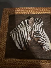 Vintage Zebra & Tiger Ceramic Decorative Plaque Wall Art 3D 5×5