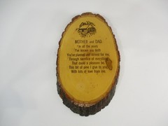 Vtg Live Edge Wood Slice Slab Wall Plaque Witty Saying Picture 9” Souvenir 1986