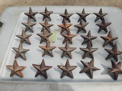 25 Cast Iron TX Texas Stars, Nail Backs, Western Rustic Decor DIY Crafts, 3 inch