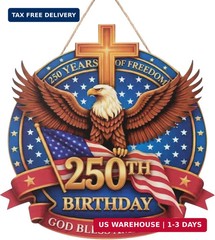 Yookeer 250 Anniversary 4th of July Eagle Door Sign 250 Years of Freedom Wreath