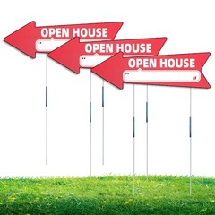Open House Red Double – Sided Yard Sign with Arrows, 16″ x 5″ Inch, 12 Pcs 13…
