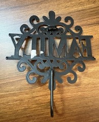 Wall DECOR Word FAMILY Black Metal Hanger ART Script PRIMITIVE Scrollwork