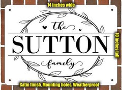 Sutton Family Decorative Metal Door or Wall Plaque (Style 1)