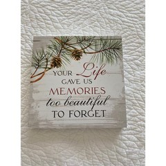 Unbranded Memorial Wall Plaque Unisex 8×8 White Excellent Pine Cone Decor Sign