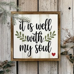 It Is Well With My Soul Hymn Wood Plaque Framed Christian Wall Decor for Home