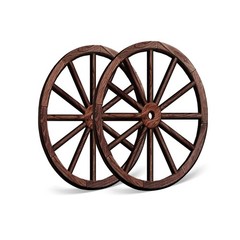 Set of 2 Vintage Wood Garden Wagon Wheels, Rustic Decor (Brown, 12 Inch)