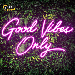 Good Vibes Only Neon Signs for Wall Decor 17.7″ X 9.9″ | Pink LED Sign