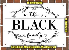Black Family Decorative Metal Door or Wall Plaque (Style 1)