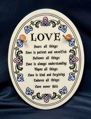 Trinity Pottery Wisconsin Ceramic Love Plaque Wall Hanging 1 Corinthians Sign