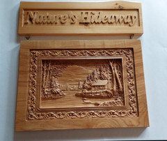 Laser Carved Nature’s Hideaway Wall Hanging. Cottage or Lodge Cabin Decor