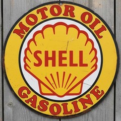 Shell Motor Oil & Gasoline 12″ Diameter Vintage Novelty Metal Sign Made In USA