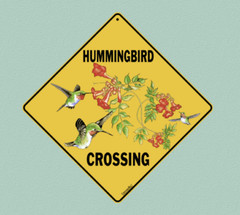 Hummingbird Crossing, Caution Yellow, Crosswalks Aluminum Crossing Sign 12″x12″