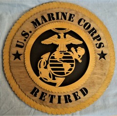 US Marine Corps Retired Laser Cut 3D Wood Wall Plaque 11 3/8″ Diameter