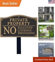 Sturdy Private Property Yard Plaque – 5.75″ x 9.5″ Easy Mounting with Lawn Stake