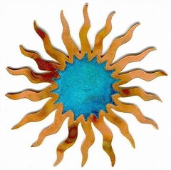 COPPERCUTTS Sunburst Wall Plaque 7.25″ Rustic SouthWest Style Copper and Wood