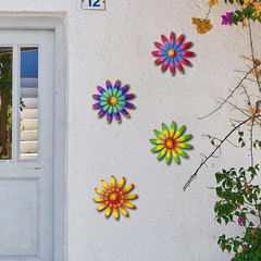 Metal Flowers Wall Decor – 4Pcs Metal Sunflowers Wall Art Hanging Decorations fo