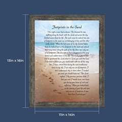 Footprints in the Sand Inspirational Wall Art, Christian Gifts for Women, Beach