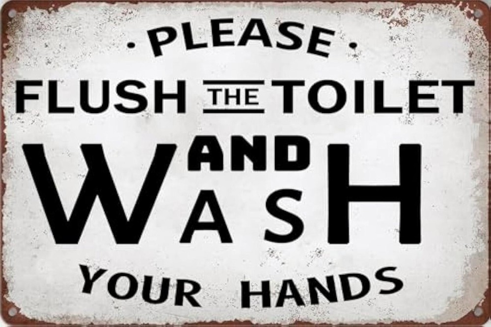 Vintage Toilet Sign Aluminum Metal 8×12 Funny Bathroom Wall Decor