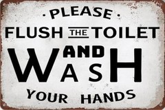 Vintage Toilet Sign Aluminum Metal 8×12 Funny Bathroom Wall Decor