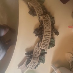 Italian Resin Wall Plaque Grapes Italian Phrase Letters 3D Horizontal 27in