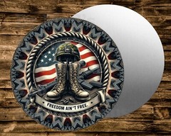 Metal Round Sign FREEDOM AIN’T FREE soldier Wreath Crafts & miniatures