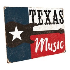 Texas Music Metal Sign; Wall Decor for Studio or Office
