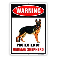 Protected by German Shepherd Sign，Beware of Dog Sign, 14″x 10″ .040 Rust Free…