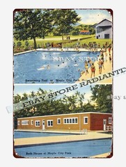 tin sign 1930s-40s Swimming pool Mapl Hornell New York Bath house Maple City Par