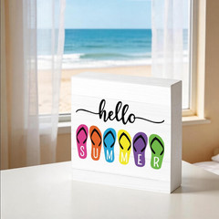 Hello Summer Sign Summer Decorations for Home Hello Flip Flop Decor for Table De
