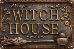 Witch House Vintage Metal Sign Decor Plaque 8×12 in in,