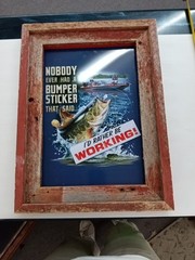 20×15 Rustic Wood Framed Metal Tin Sign “I’d Rather Be Working”