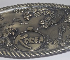 Dragon Tiger Yin Yang Wall Plaque Korea Brass Tone Asian Decor