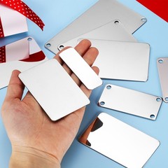 6Pcs Blank Name Plates, 3.1 x 2″ Mirror Engraved Plate with 4 Holes, Silver