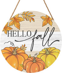 Hello Fall Decorations Maple Leaves Pumpkins Welcome Wooden Door Sign Autumn