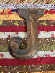 Wooden Letter J Hanging Wall Decor Plaque
