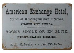 home decor 1877 American Exchange Hotel Nevada metal tin sign