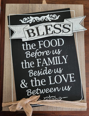 Wooden Sign “Bless the Food Before Us The Family Beside Us…”