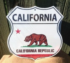 California State Flag US Highway Sign Novelty Metal 12″ x 12″ Road