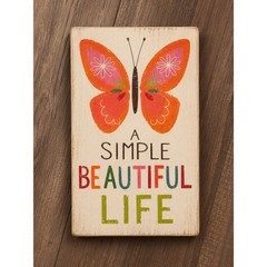 Rustic Butterfly Wood Sign A Simple Beautiful Life Shelf OR wall Decor 8.5×5
