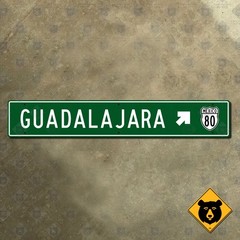 Guadalajara Mexico Route 80 highway road exit marker sign Jalisco 1200×200 mm