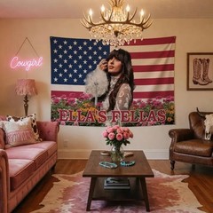 Vintage American Flag Banner Western Cowgirl Style Wall Decor Gift