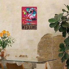 [1pc Flamingo Metal Sign] 1pc Tropical Tin Metal Signs, Flamingo Drink Indoor Ou