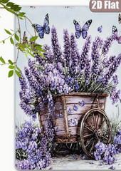 METAL ART-METAL ART- Lavender Purple Flowers & Butterflies, 7.87×11.81 Inch