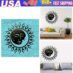 Metal Sun Moon Wall Art Black Celestial Face Ironwork Home Office Decor Gift