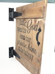 God Quote Wall Hanging Wood Farm House Door Decor- 20”x14” Religious/Spiritual