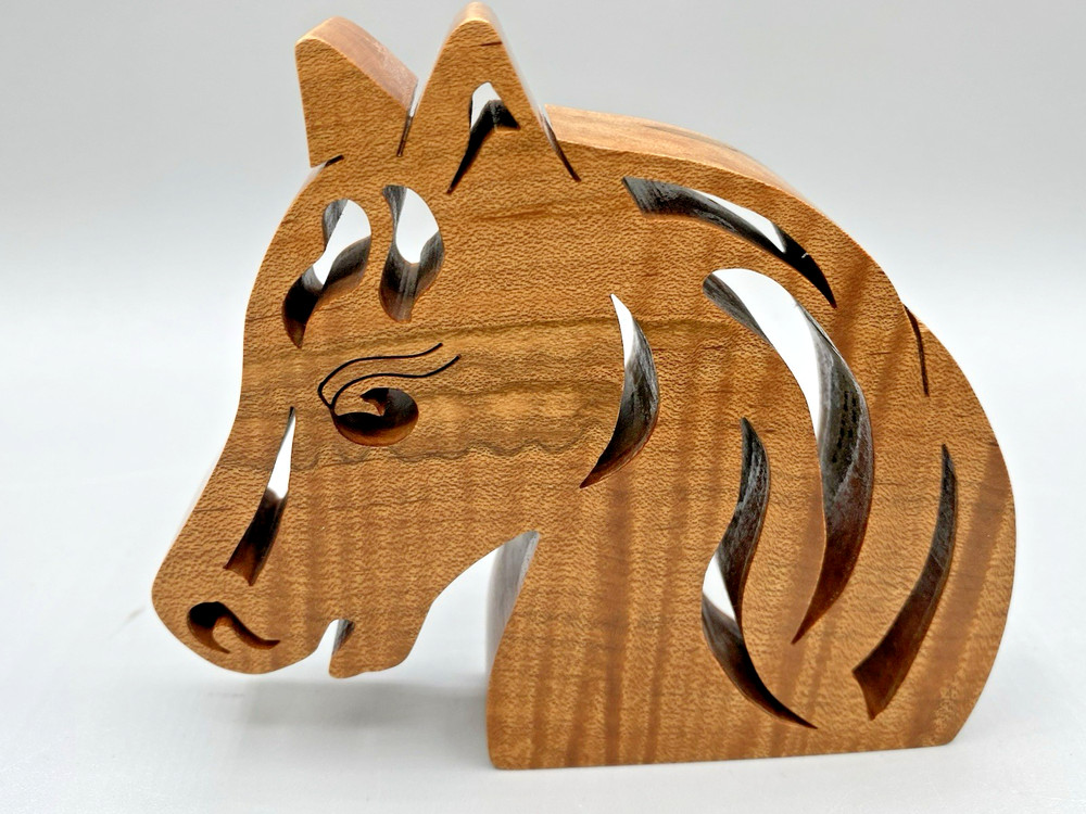 HandCrafted Wooden Cut Out Horse Head Figure Signed “Evans” 2015 4.75″ x 4.25″