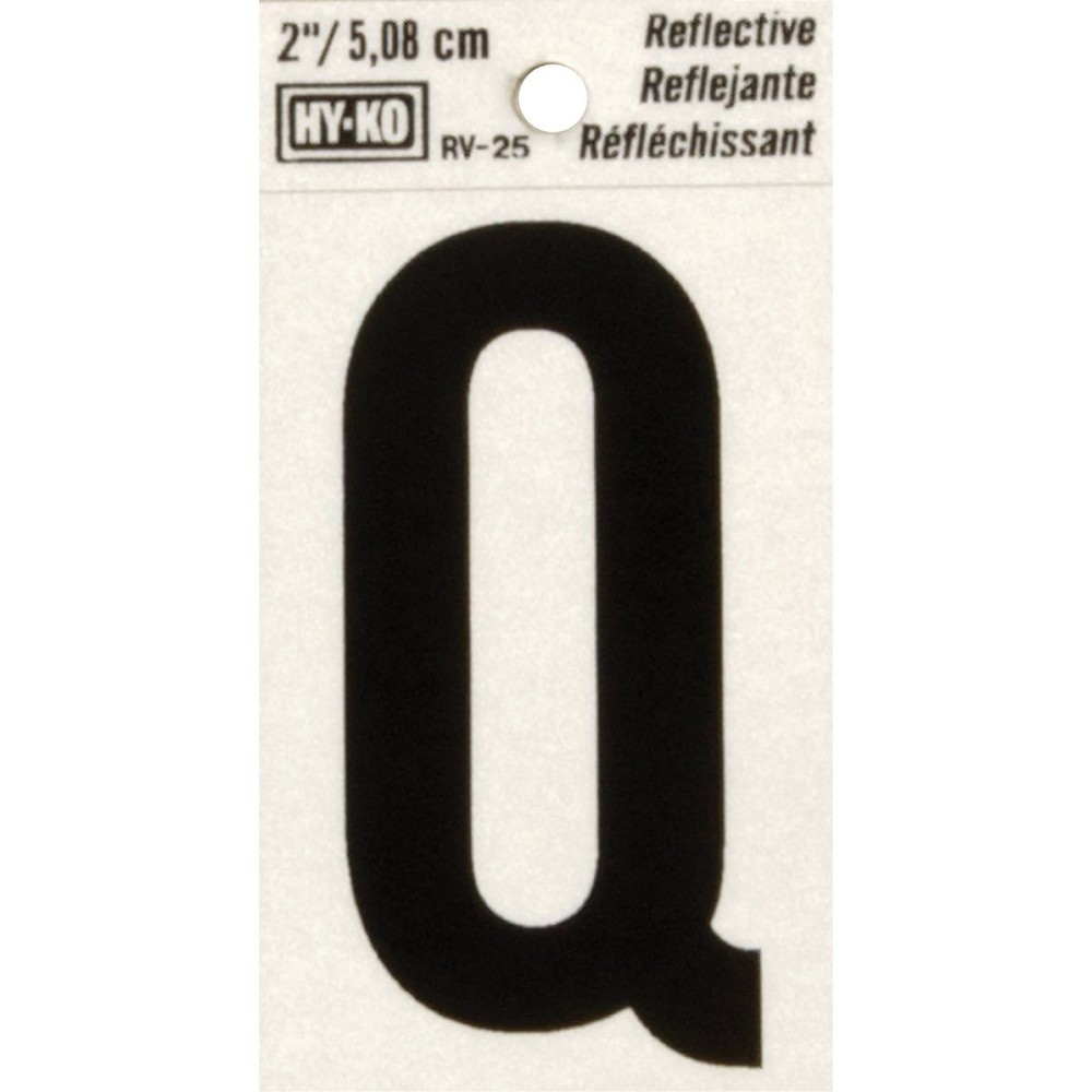 Hy-Ko Vinyl 2 In. Reflective Adhesive Letter, Q RV-25/Q Pack of 10 Hy-Ko RV-25/Q